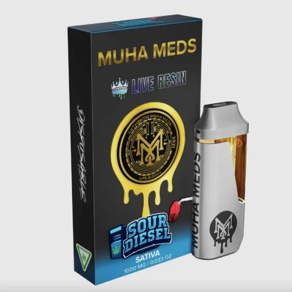 Sour Diesel (Sativa): Muha Meds Disposable Vape – 1 Gram Live Resin