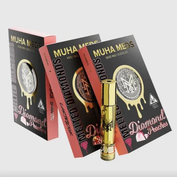 Diamond Peaches (Hybrid): Muha Meds Cartridge – 1 Gram Melted Diamonds