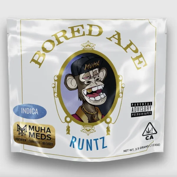 Bored Ape Runtz Strain (Indica): Muha Meds Cannabis Flower (Premium) – 3.5 g Weed Pack