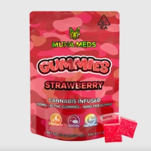 Strawberry (Sativa): Muha Meds Infused Gummies – 100 Milligrams Edible Pack
